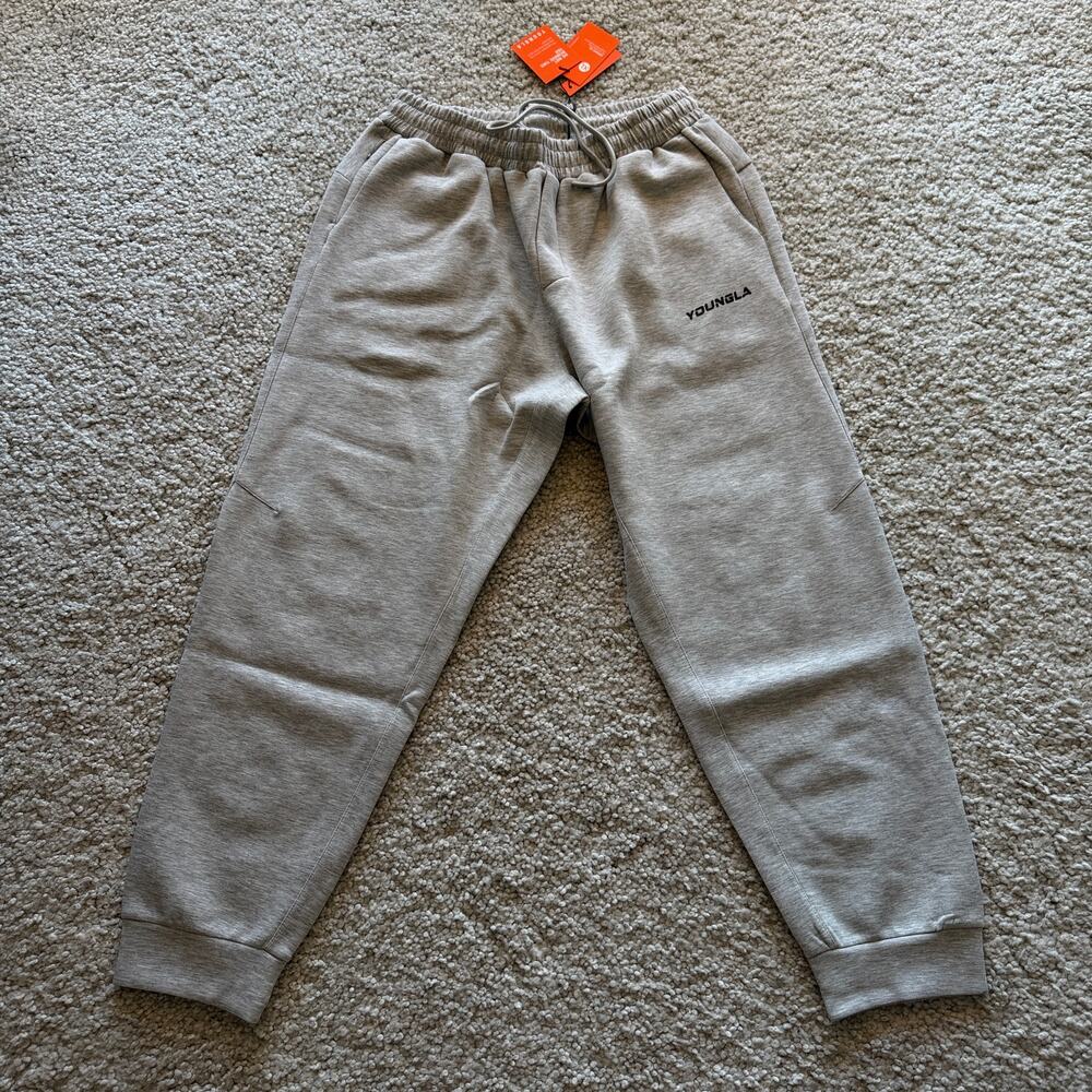 Men's YoungLA (SoldOut) 2082 FormFitnessJoggers, XL NWT HeatherGrey